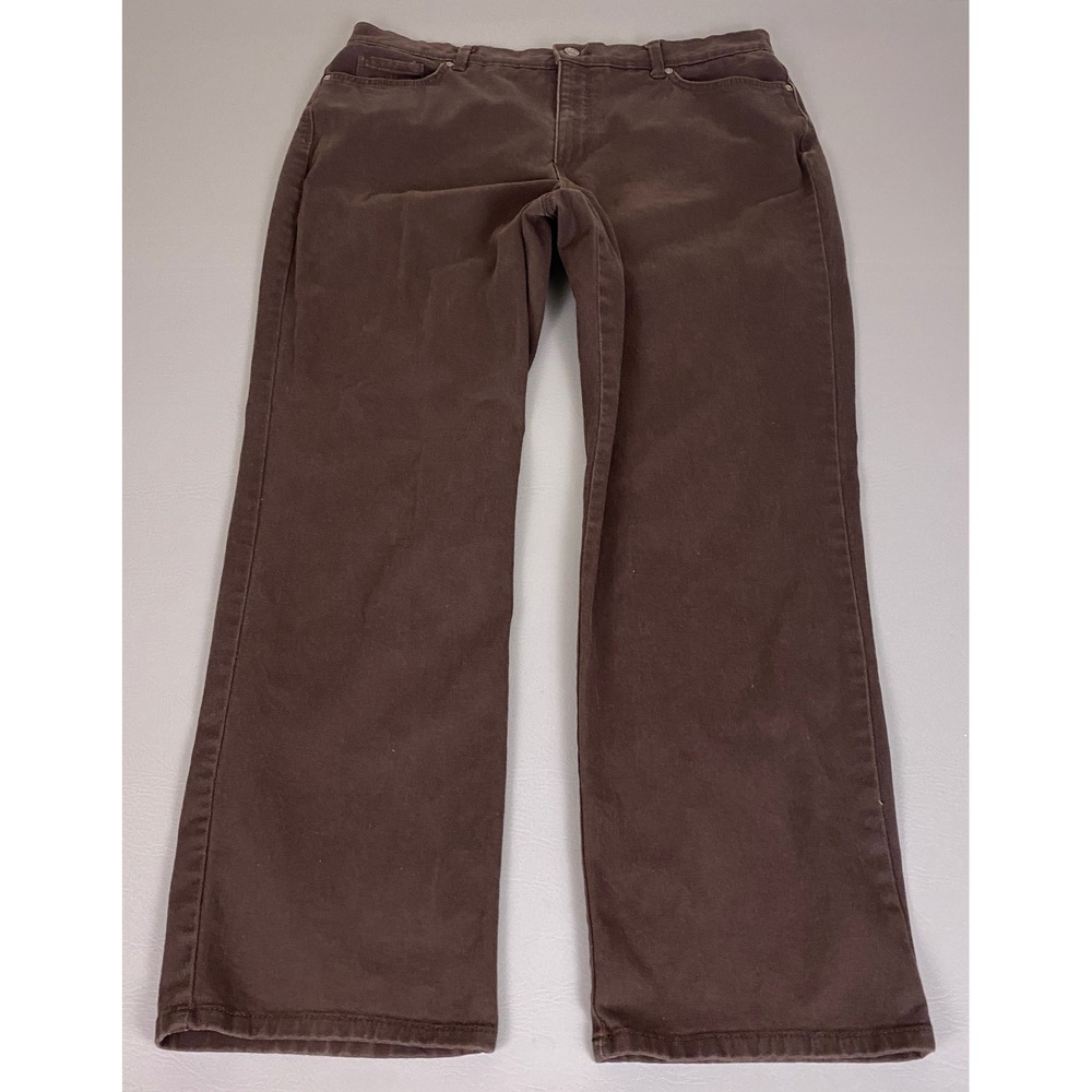 Gloria Vanderbilt Amanda Jeans Womens 14 Average High Rise Tapered Brown Stretch